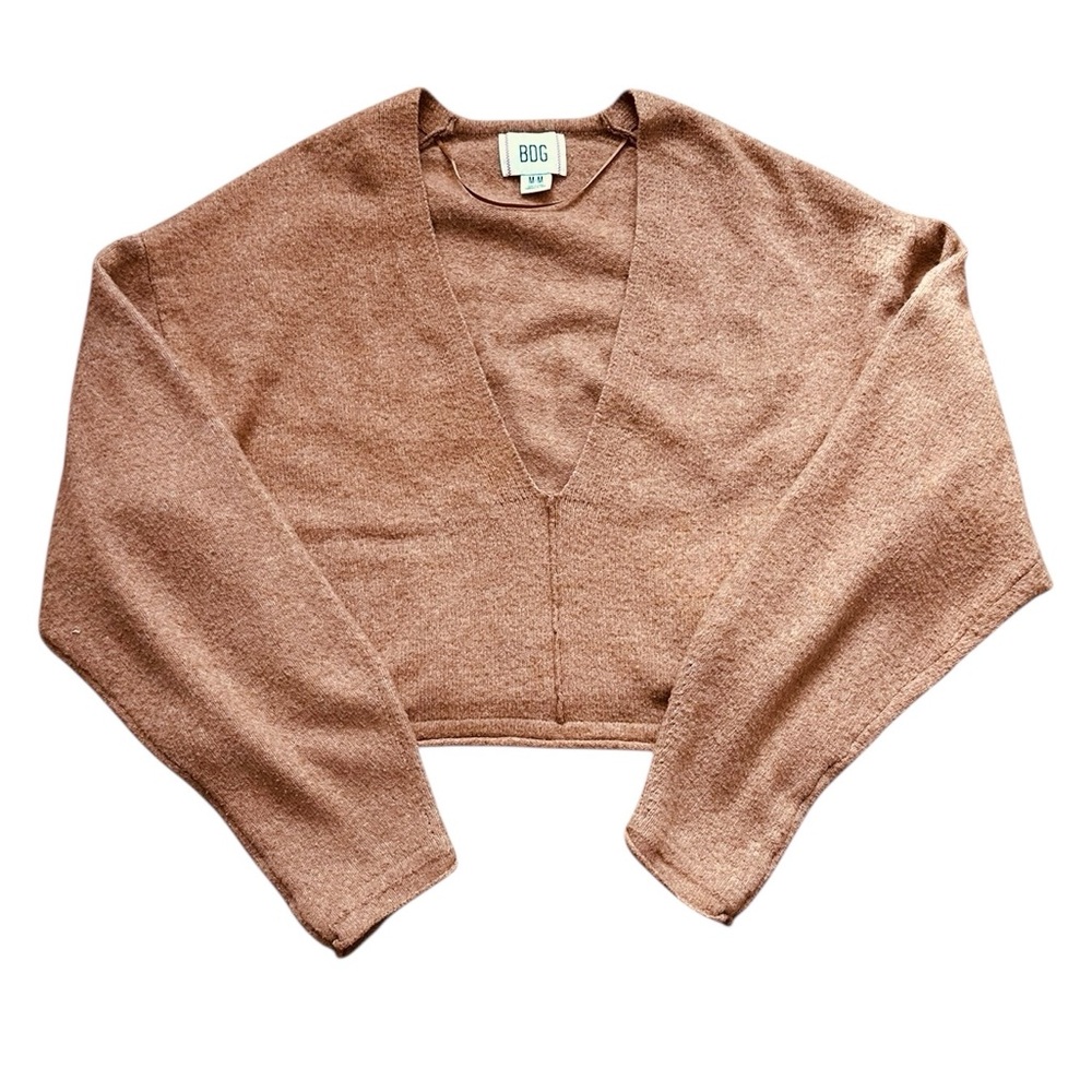 BDG brown v-neck crop oversized boxy fit sweater size Medium - Picture 3 of 6